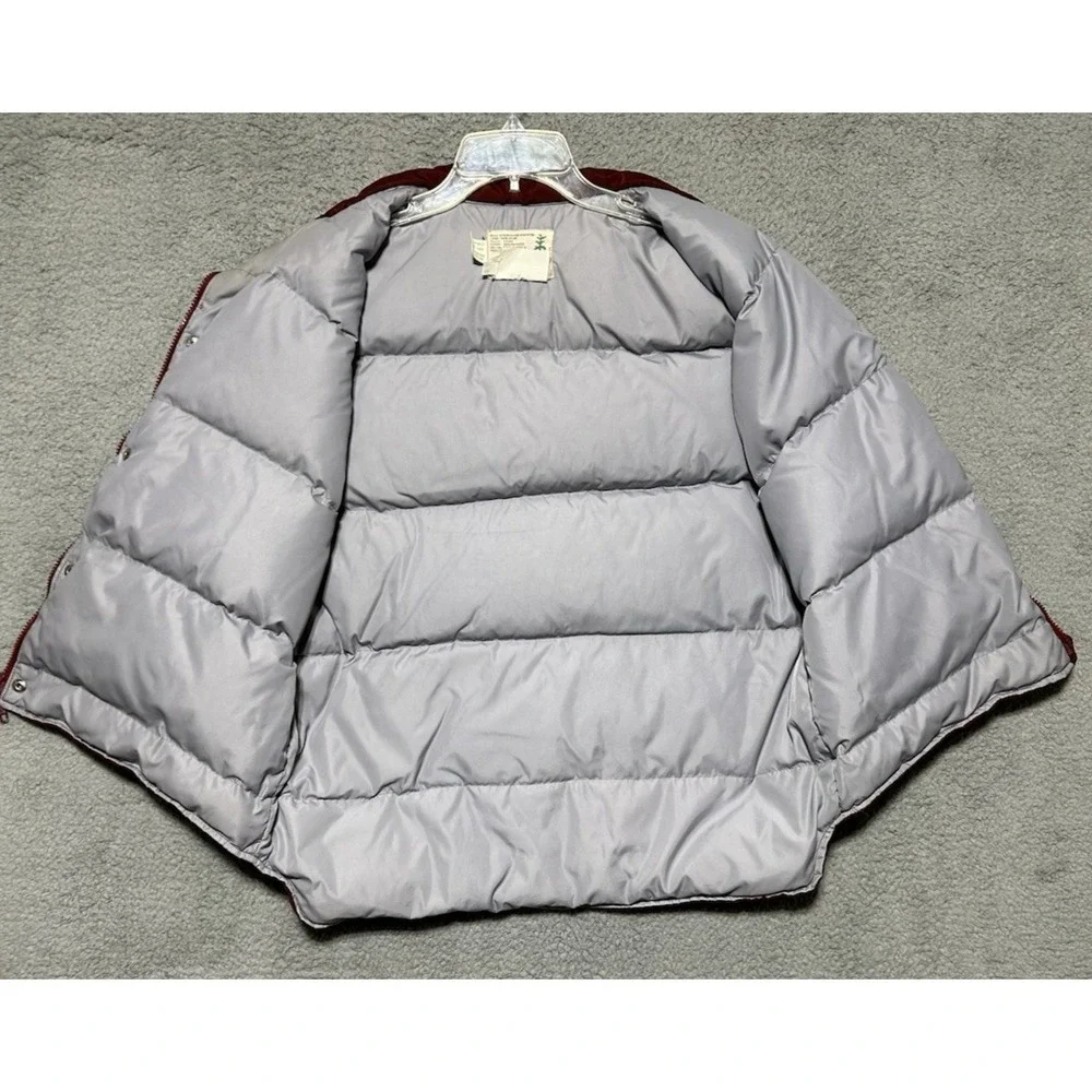 Vintage 70s Sears Mens Store Duck‎ Down L Brown Puffer Vest Snap Pockets Rancher